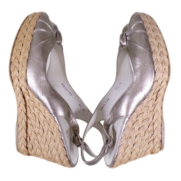 NEW Stuart Weitzman Peep Toe Fiesta Espadrille Wedge Sandals Size 9.5M #506 - Picture 6 of 8